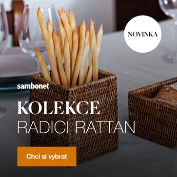 Radici Rattan od Sambonet EXKLUZIVNĚ Přírodní ratan v elegantním italském designu dodá vašemu stolování šarm, styl a nadčasovou atmosféru.